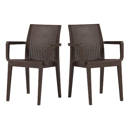 Rainbow Outdoor Siena Set of 2 Stackable Armchair-Brown RBO-SIENA-BRW-AC-SET2